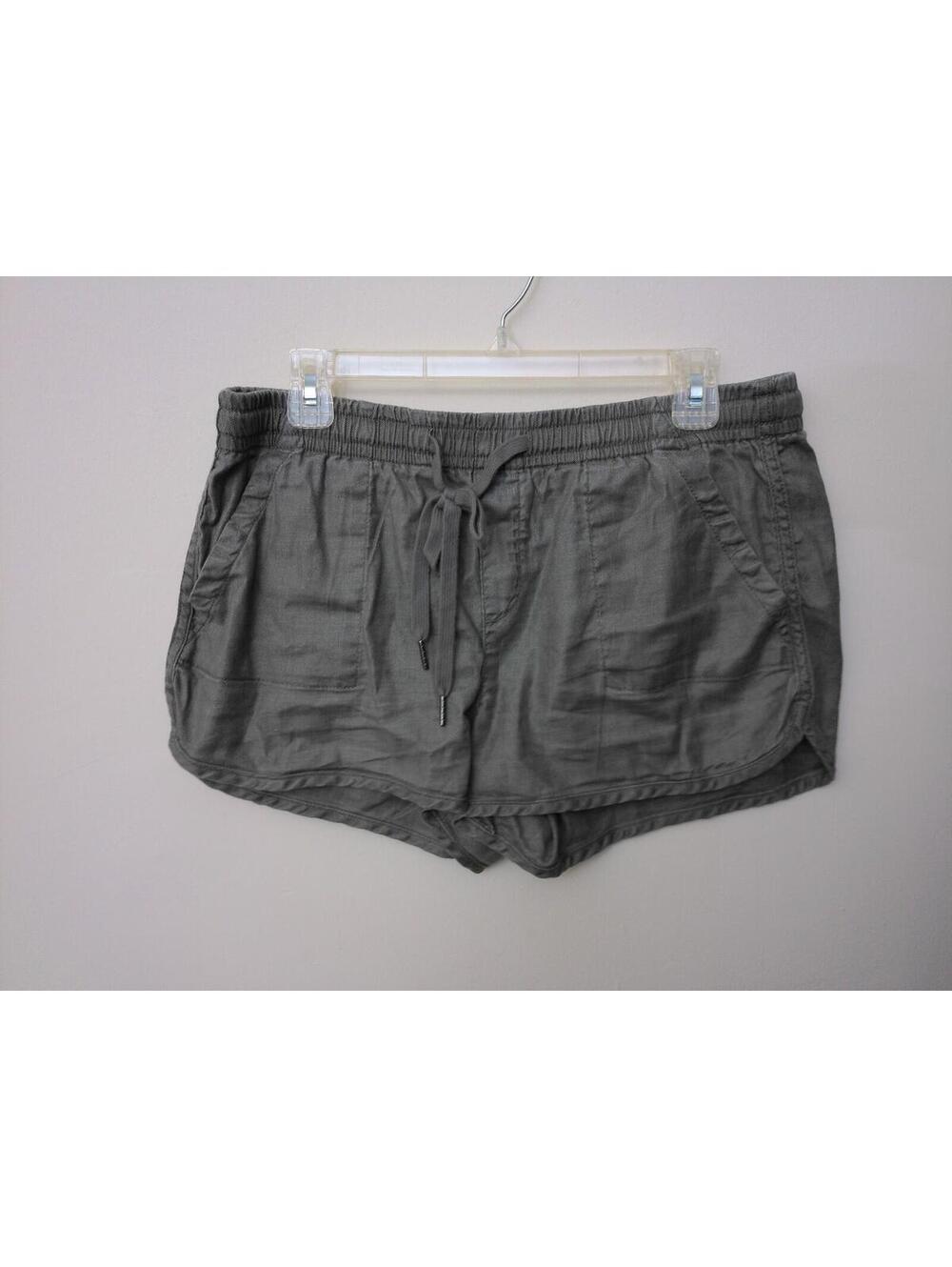 Level 99 Shorts Womens Gray Size M Linen Blend Drawstring Elastic Waist